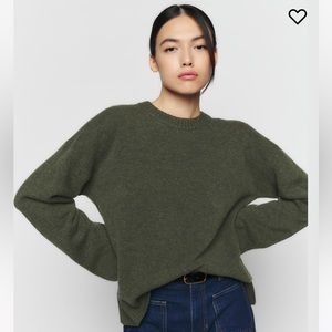 Reformation Enda Regenerative Wool Sweater in Thyme Green— Size XS